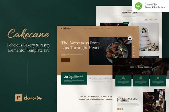 Cakecane – Cake &amp; Pastry Elementor Template Kit
